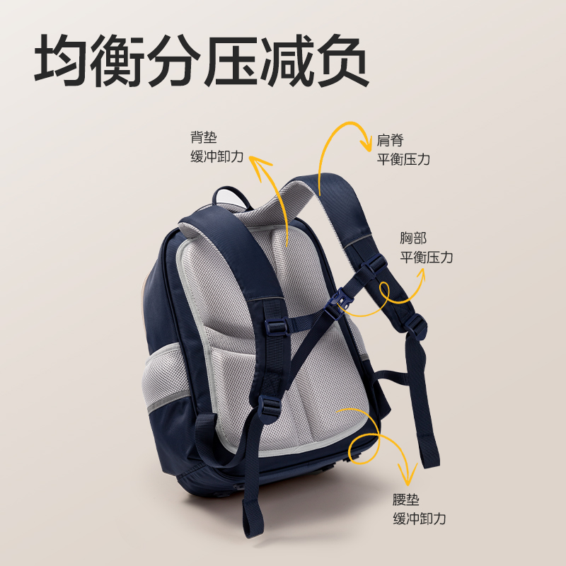 得力BB135B文墨系列學生書包(灰)(個)