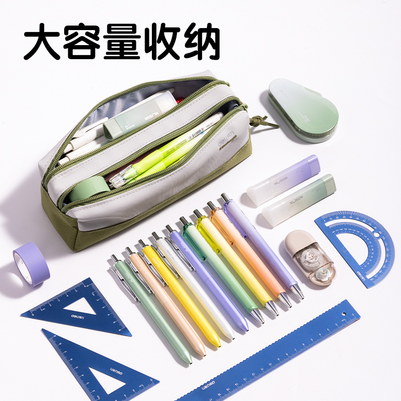得力66782F重回山野雙拉鏈多用途筆袋(混-重回山野)(個(gè))