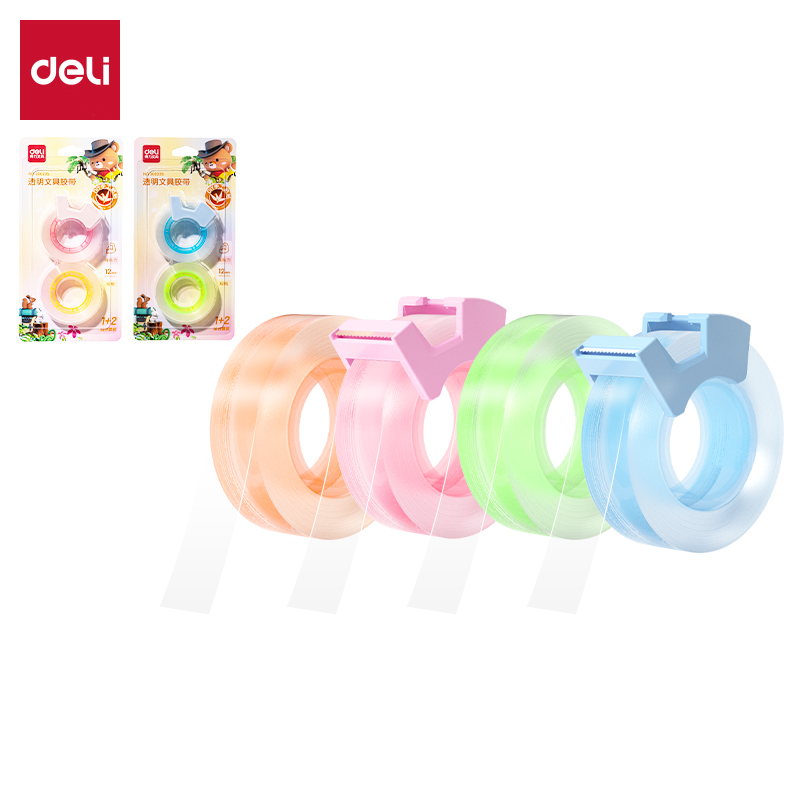 得力30023S強(qiáng)韌型彩芯文具膠帶12mm*25y*38um(混)2卷/卡