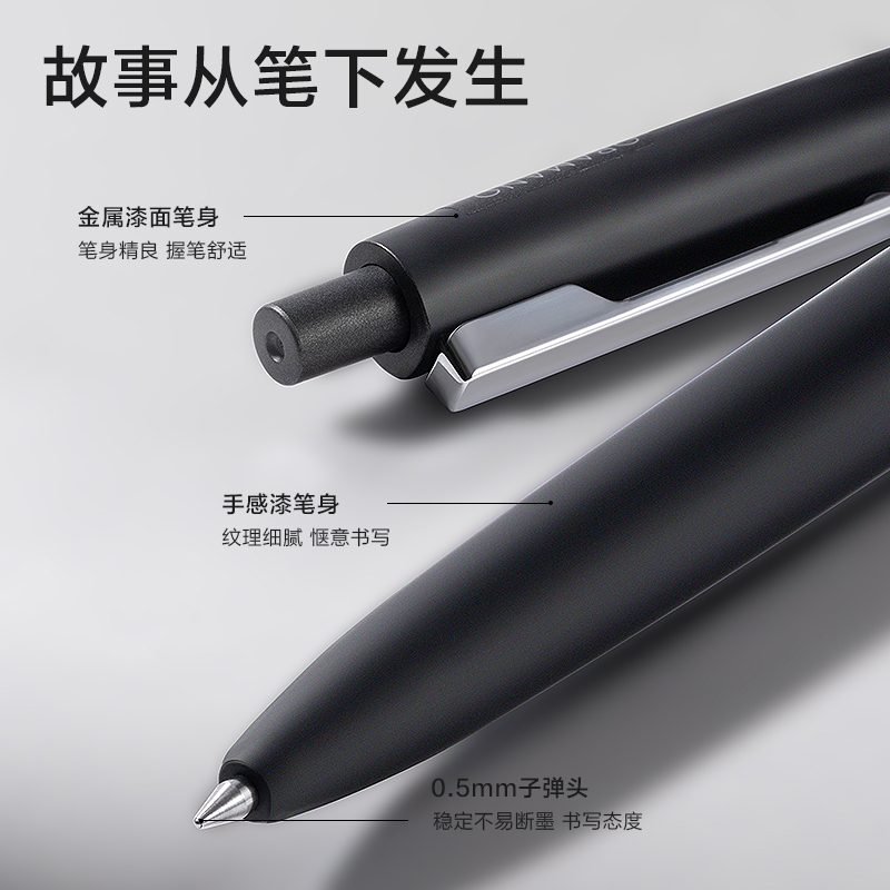 得力S59-2臻順滑按動(dòng)商務(wù)中性筆0.5mm子彈頭(黑)(2支/盒)