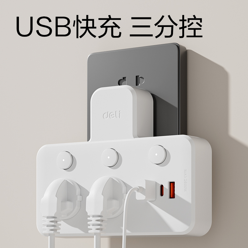 得力LU5009轉(zhuǎn)換器_2組+2A1C_彩盒裝(白)(個(gè))
