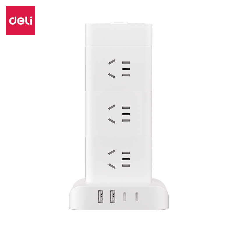 得力LU5054立式插座_12組2A2C_1.8米_彩盒(白)(個(gè))