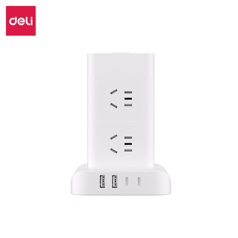 得力LU5052立式插座_8組2A2C_1.8米_彩盒(白)(個(gè))