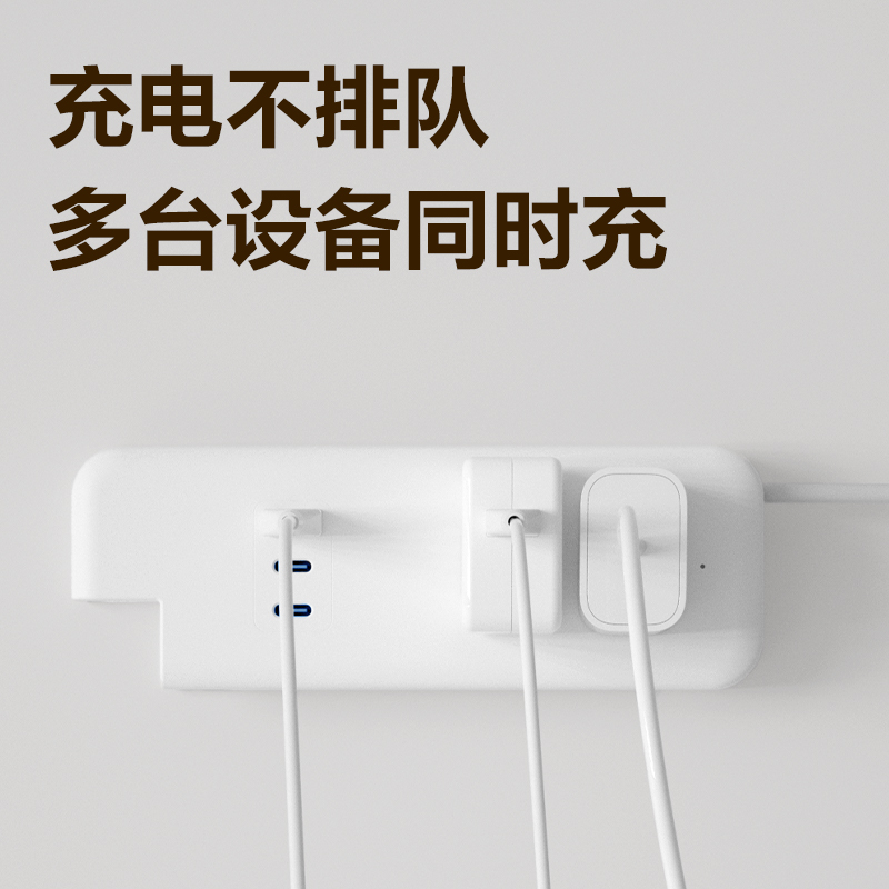 得力LX4002插座2組2插_1A2C_0.6米(PE袋)(白)(個)
