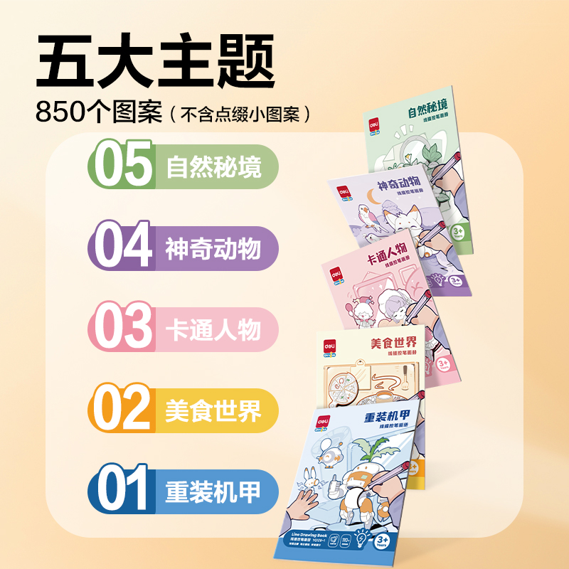 得力YQ129-2線描控筆畫冊-美食世界(混)(本)