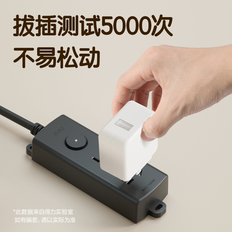 得力LU127(01)黑色延長(zhǎng)線(xiàn)插座_1+1_1米_PE袋裝(黑色)(個(gè))