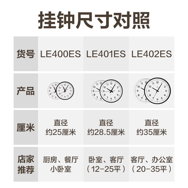 得力LE400ES-電商專供款掛鐘(黑色)(臺)