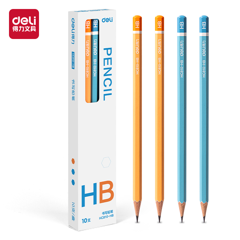得力HC810-HB六角桿書寫鉛筆HB(混)(10支/盒)