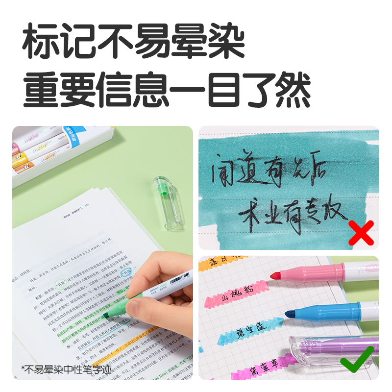得力SK226單頭抗暈染熒光筆繽紛色系(混)(6支/盒)