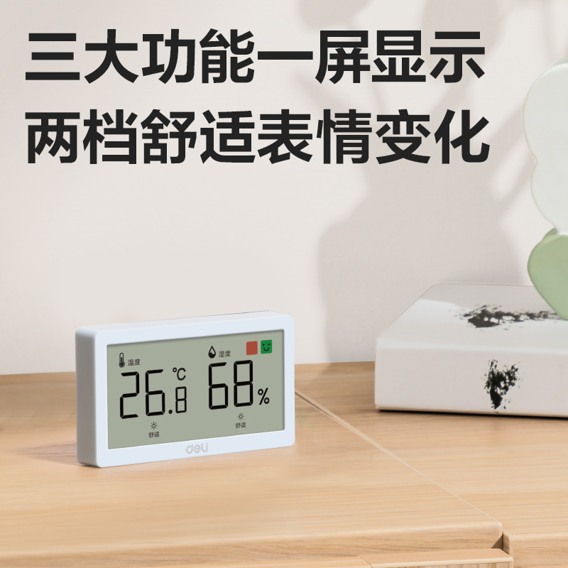 得力LE514-電子溫濕度計(白)(個)