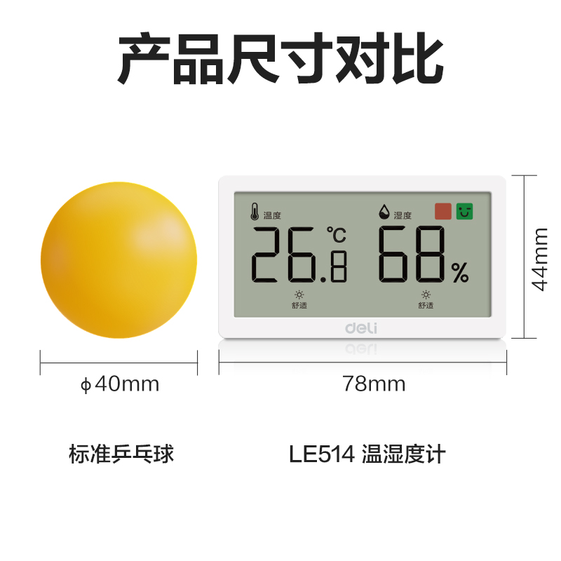 得力LE514-電子溫濕度計(白)(個)