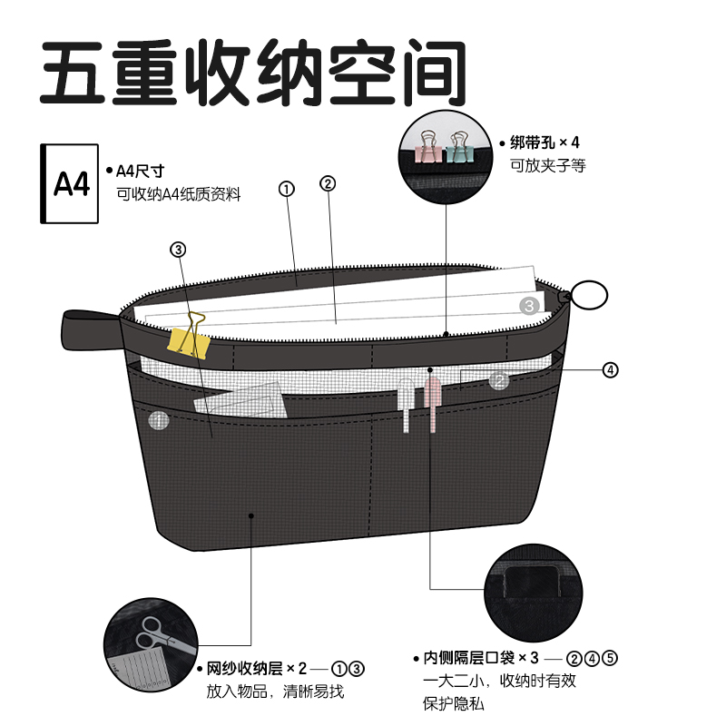 得力BA196-A4輕韻時光系列A4拉鏈袋(混)(個)