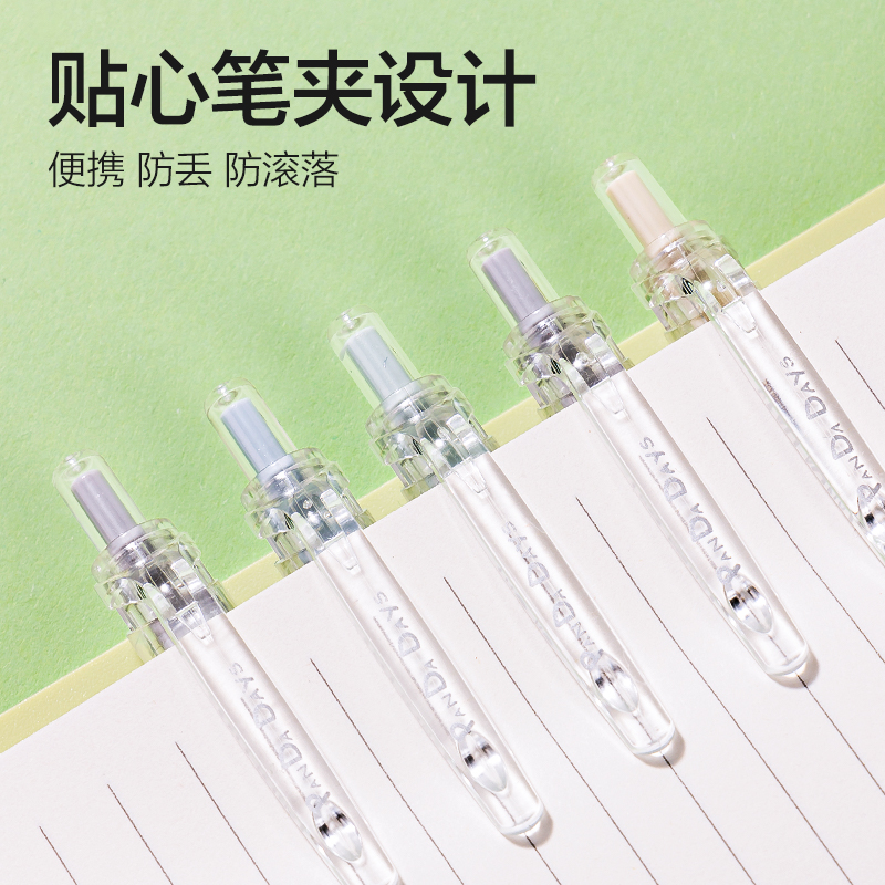 得力SA144熊貓速干按動(dòng)IP中性筆0.5mm黑曜石子彈頭(黑)(5支/盒)