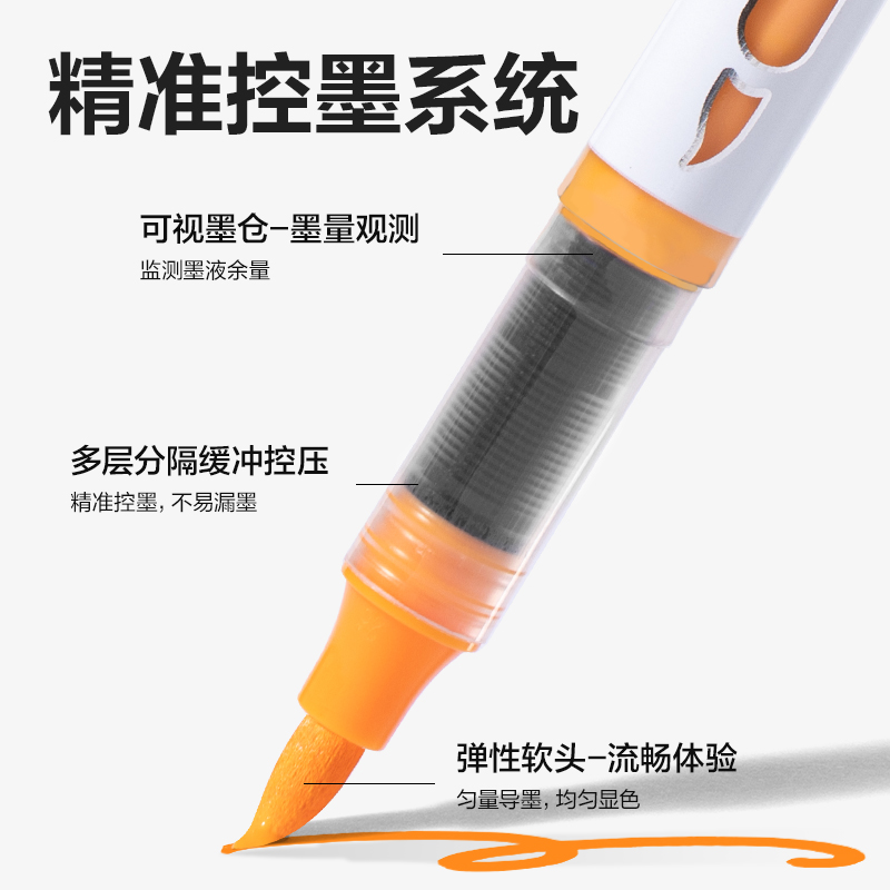 得力HM336-12_PP盒裝直液式軟繪丙烯馬克筆(混)(12色/盒)