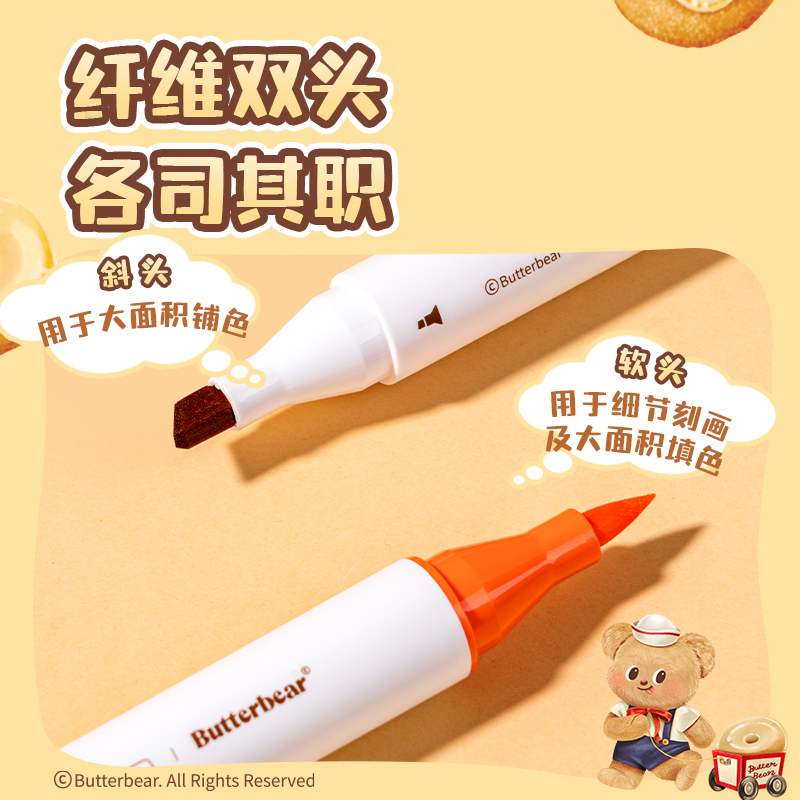 紐賽NS736-B黃油小熊酒精性軟頭馬克筆紐賽畫材系列(混)(12色)