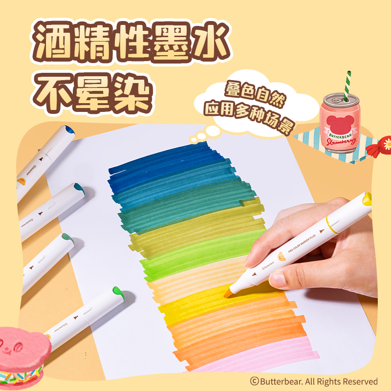 紐賽NS736-B黃油小熊酒精性軟頭馬克筆紐賽畫材系列(混)(12色)