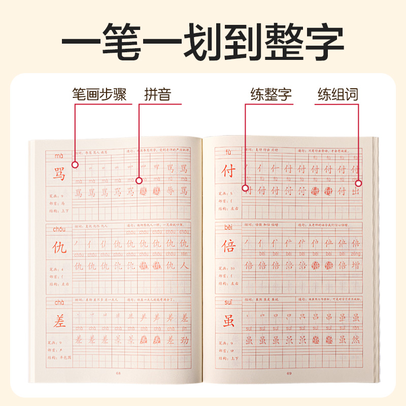 得力HW323-2描紅本三年級(jí)下冊(cè)(粉)(本)