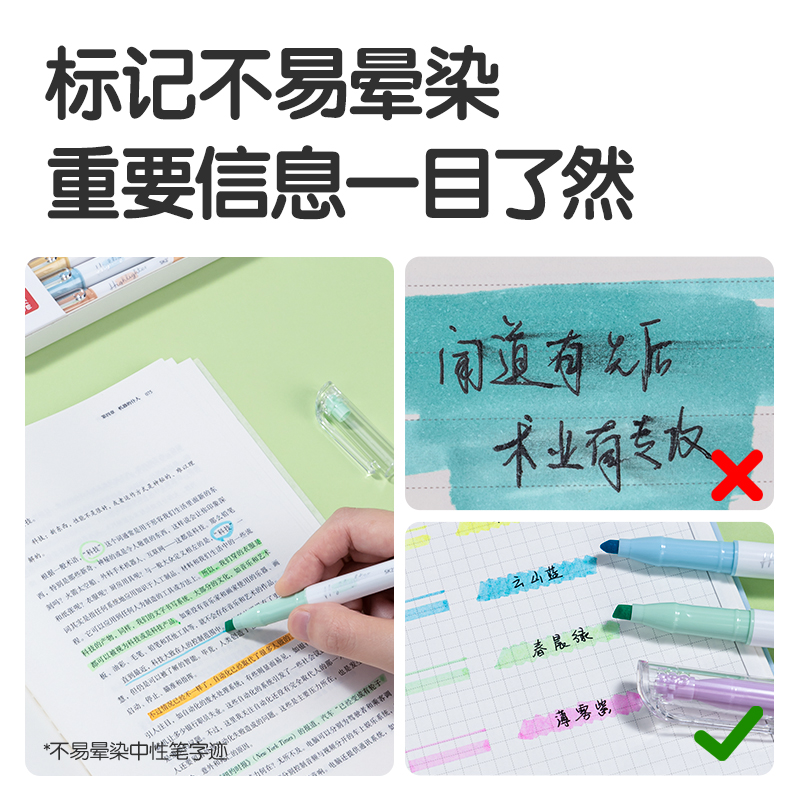 得力SK227單頭抗暈染熒光筆霽月色系(混)(6支/盒)