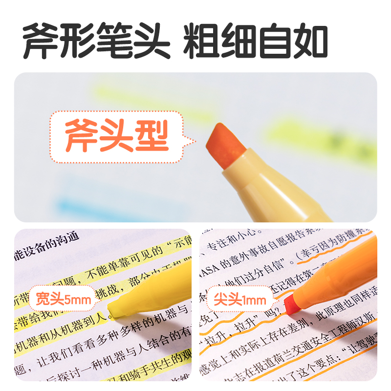 得力SK227單頭抗暈染熒光筆霽月色系(混)(6支/盒)