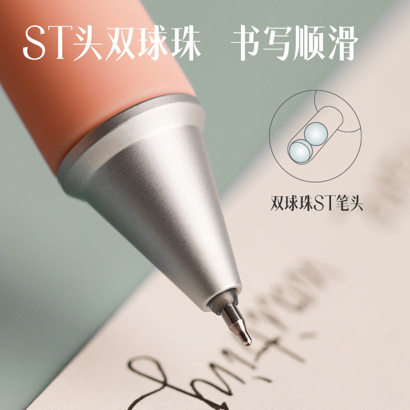 得力A99液態(tài)硅膠速干按動常規(guī)中性筆0.5mm雙球珠ST頭(黑)(支)