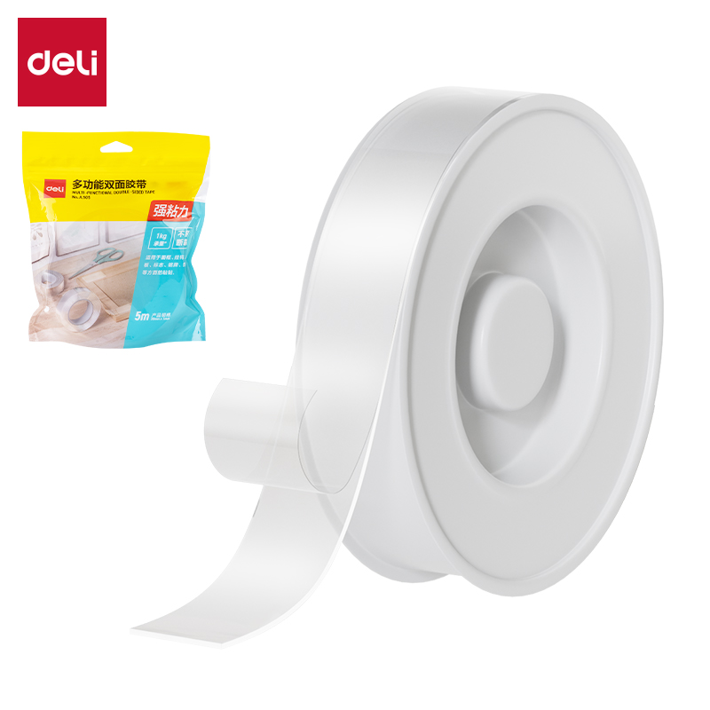 得力JL505多功能雙面膠帶30mm*5m*1mm(透明)(1卷/袋)