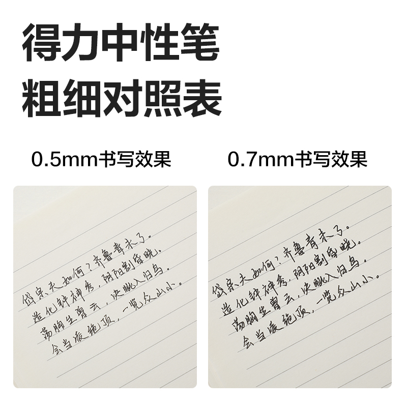 得力SA377臻順滑按動(dòng)常規(guī)中性筆0.5mm弧度收口子彈頭(黑)(3支/盒)