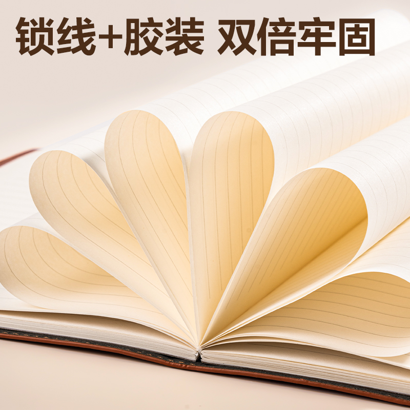 得力7900-B商務(wù)皮面本16K-80張10mm行距(紅色)(本)