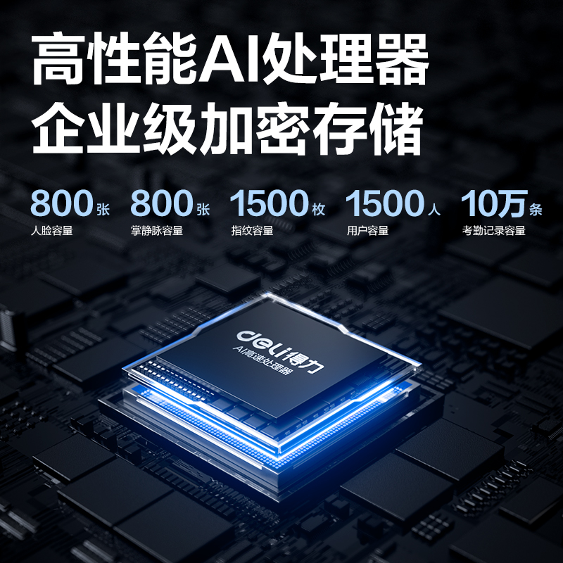 得力34521W PRO人臉識別考勤機(黑色)(臺）