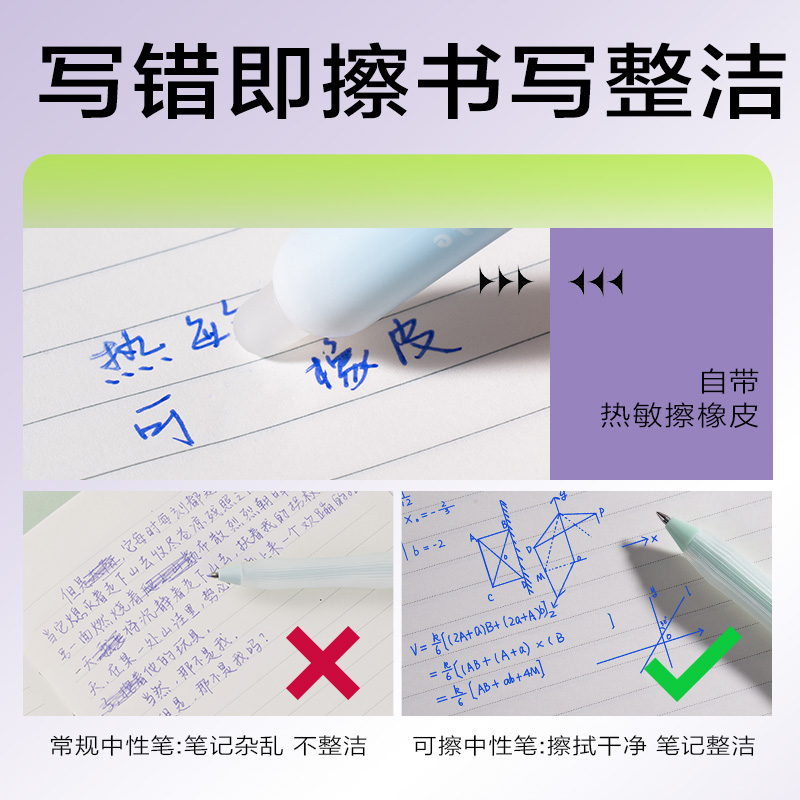 得力SA320按動(dòng)可擦中性筆0.5mm子彈頭(晶藍(lán))(支)