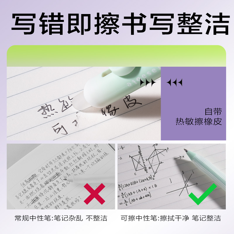 得力SA320按動可擦中性筆0.5mm子彈頭(黑)(支)