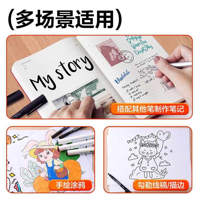 得力SK304記號(hào)筆(黑)(盒)