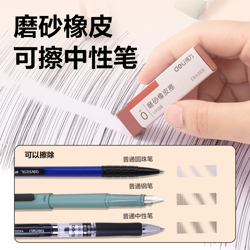 得力VP476五支裝磨砂橡皮擦(全砂)(混)(盒)