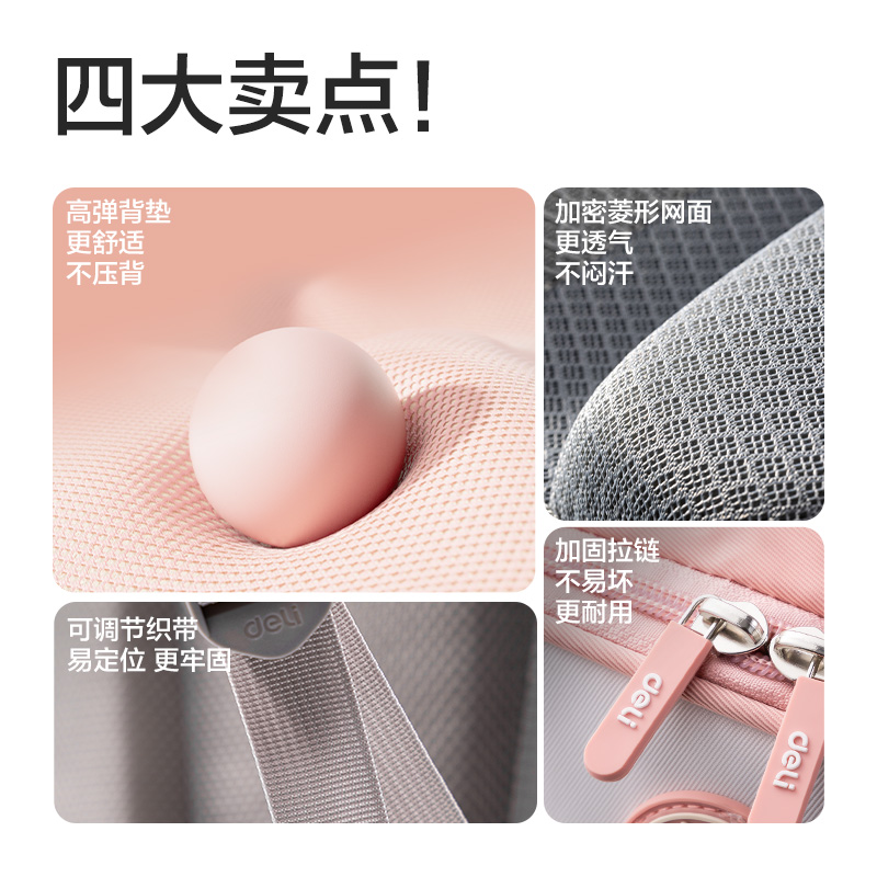 得力BB189學(xué)院系列小學(xué)生簡(jiǎn)約時(shí)尚書包(藍(lán)-M)(個(gè))