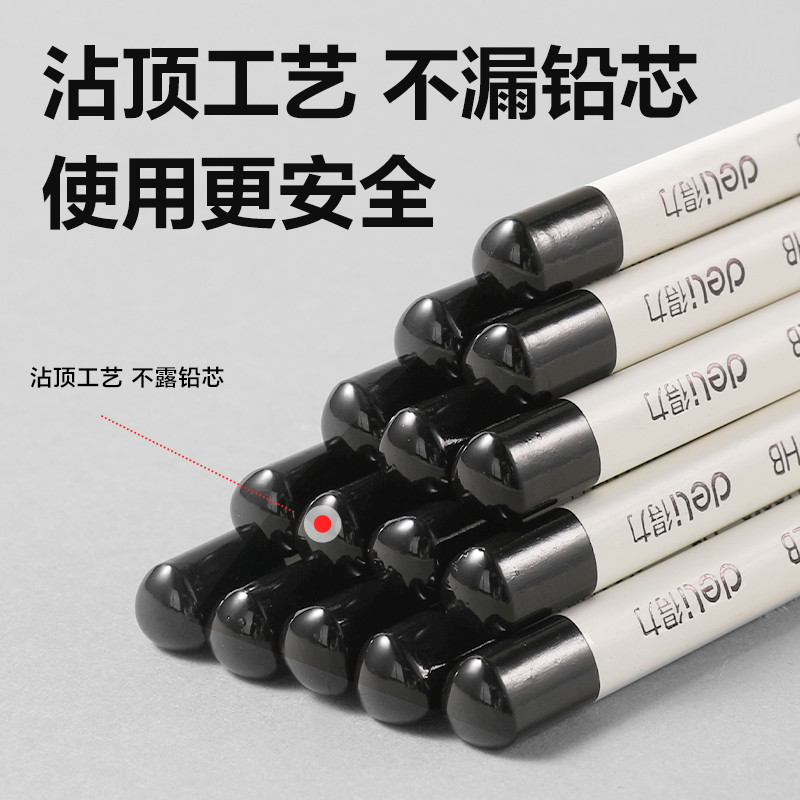 得力HC813-HB優(yōu)+洞洞常規(guī)三角桿書寫鉛筆HB(白)(10支/盒)
