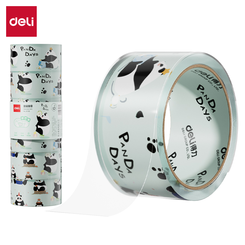得力JD100B熊貓封箱膠帶45mm*30y*50μm(高透)(6卷/筒)