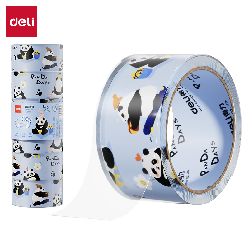 得力JD100C熊貓封箱膠帶45mm*30y*50μm(高透)(6卷/筒)