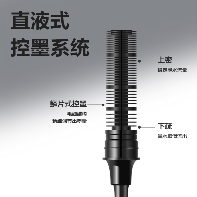 得力SF130直液式走珠筆0.5mm全針管(黑)(5支/盒)