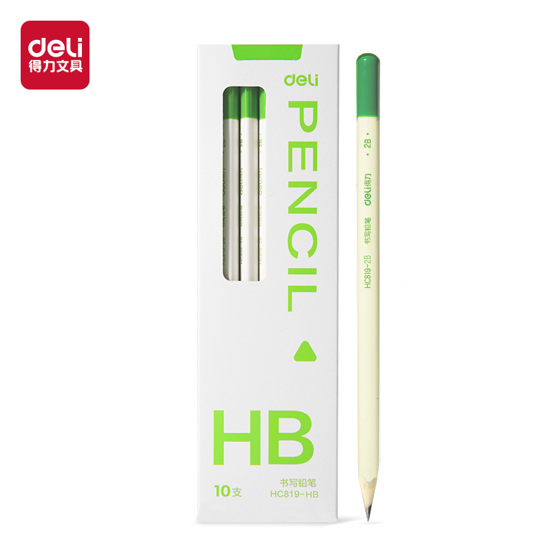 得力HC819-HB三角桿書寫鉛筆HB(混)(10支/盒)