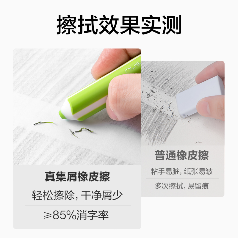 得力NS038-2紐賽黃綠色筆形橡皮擦(混)(盒)