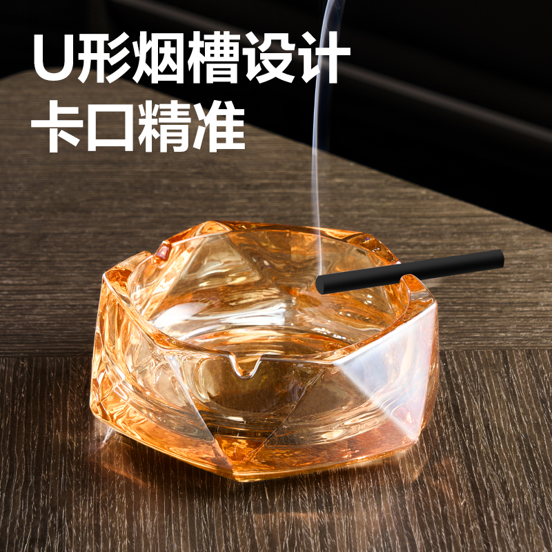 得力LQ174幾何煙灰缸(大號)(玻璃)((黑色)(1個/盒)