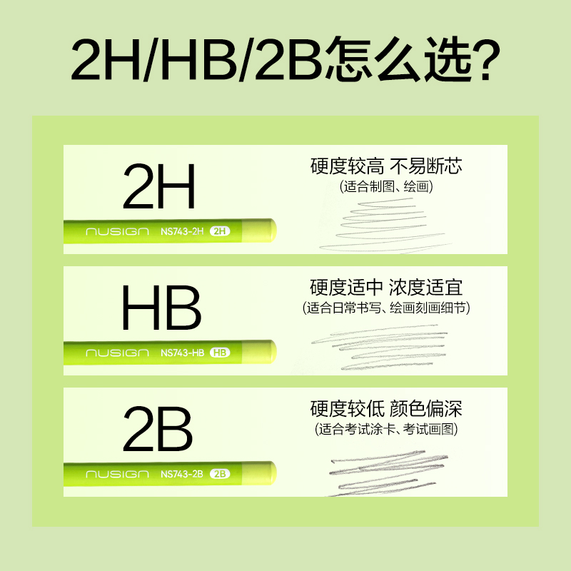 紐賽NS743-2B綠色三角桿紐賽鉛筆2B(綠)(10支/盒)
