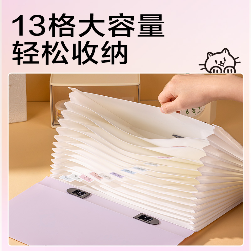 得力PM327線條獨(dú)白13格橫式學(xué)生風(fēng)琴包(混)(個(gè))