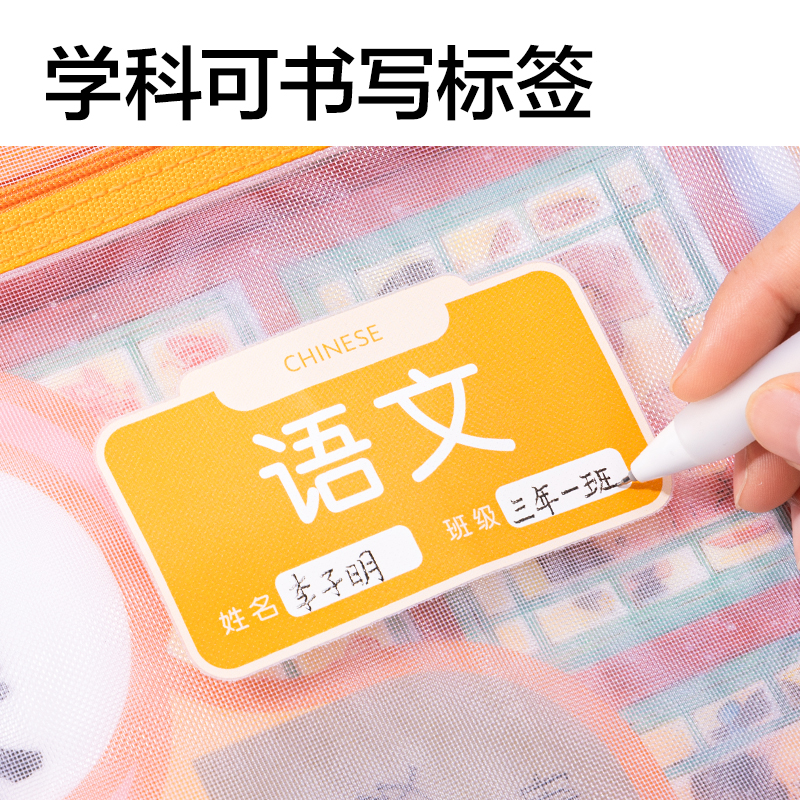 得力PP216_A4雙層無提手網(wǎng)紗拉鏈袋(混)(5個/包)