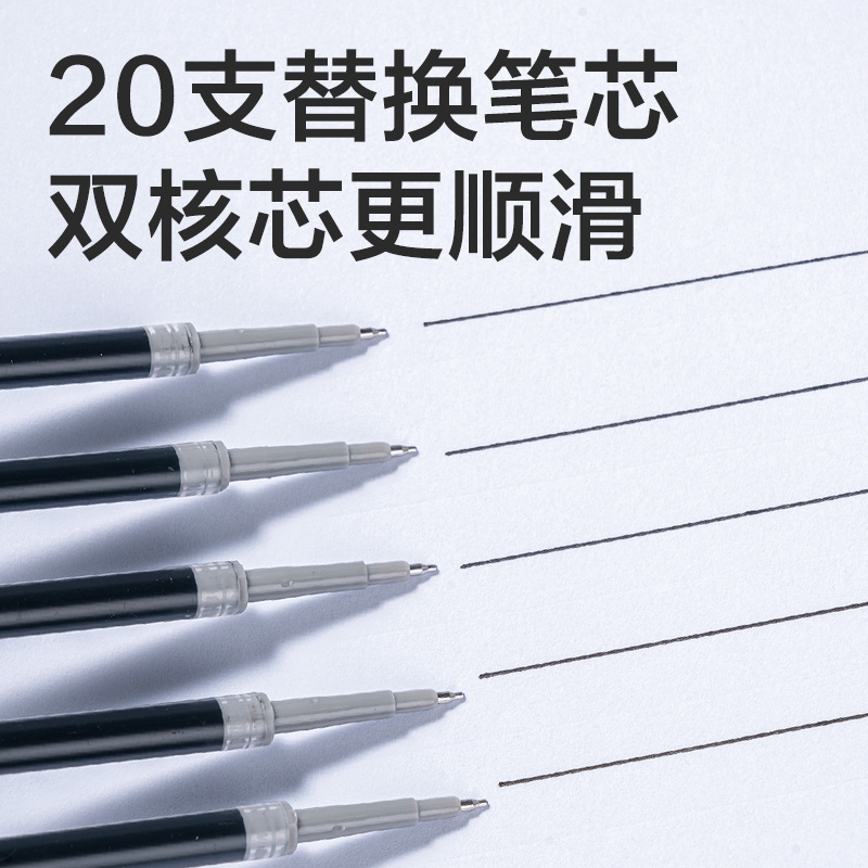 得力SE257奇趣撞色速干按動(dòng)中性筆替芯0.5mm雙珠ST頭(黑)(支)