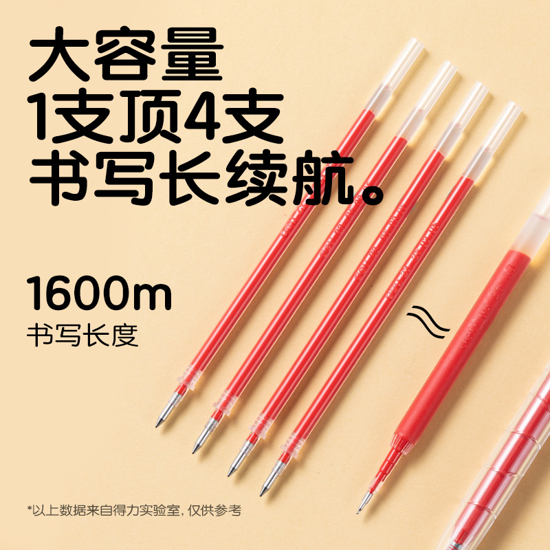 得力SA1600糾錯(cuò)大容量速干按動(dòng)中性筆0.5mmST頭(紅)(支)