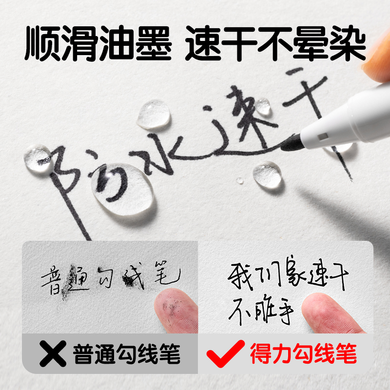得力SN801三顧喵廬雙頭勾線筆(黑)(支)