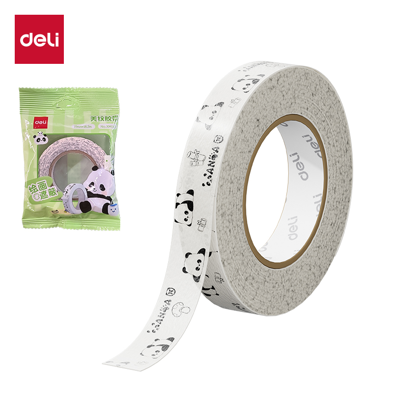 得力XM567熊貓美紋膠帶15mm *20y*130μm (白色)(袋)