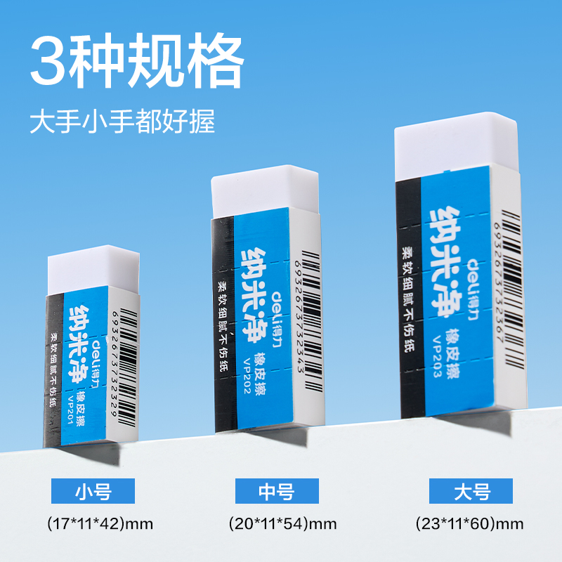 得力VP202納米凈橡皮擦（中）(混)(塊)