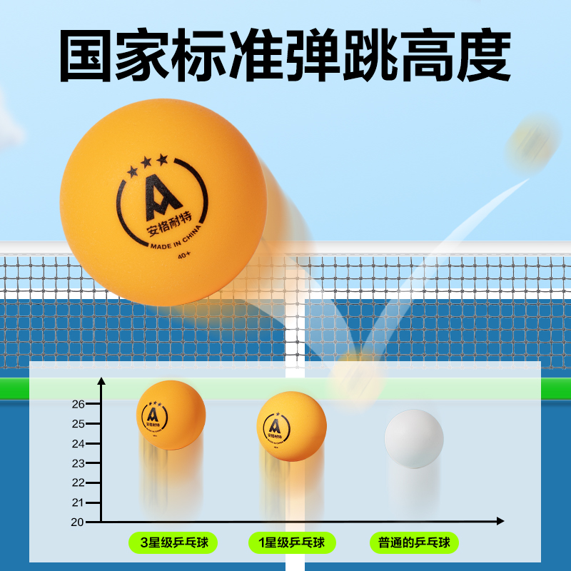 安格耐特FH281-Y三星級乒乓球泡殼裝(6只裝)(黃)(盒)