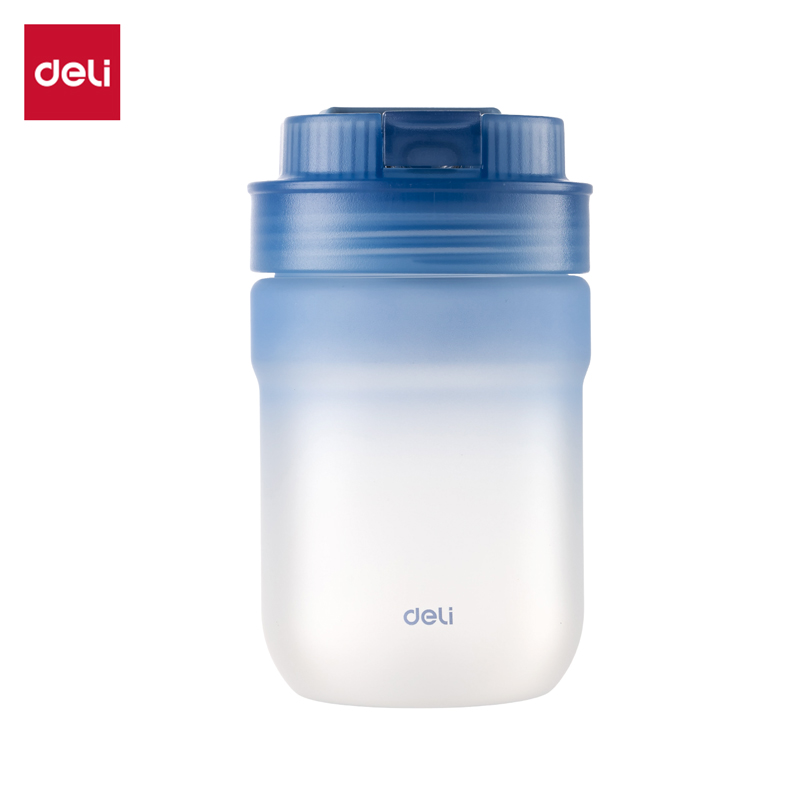 得力LL312咖啡杯(旋蓋雙飲)(420mL)(晚波青藍(lán))(1個/盒)